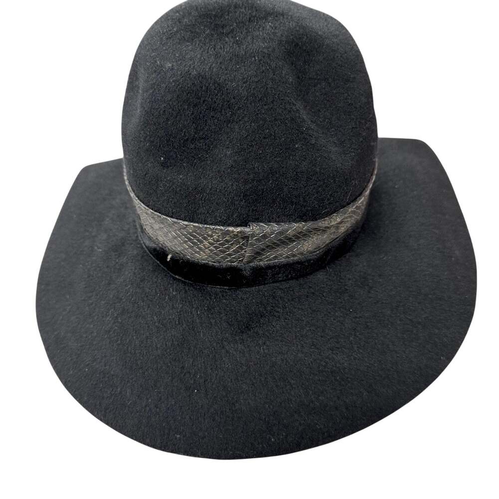 Vintage Glenover Black Wool Leather Trim Womens Hat Boho